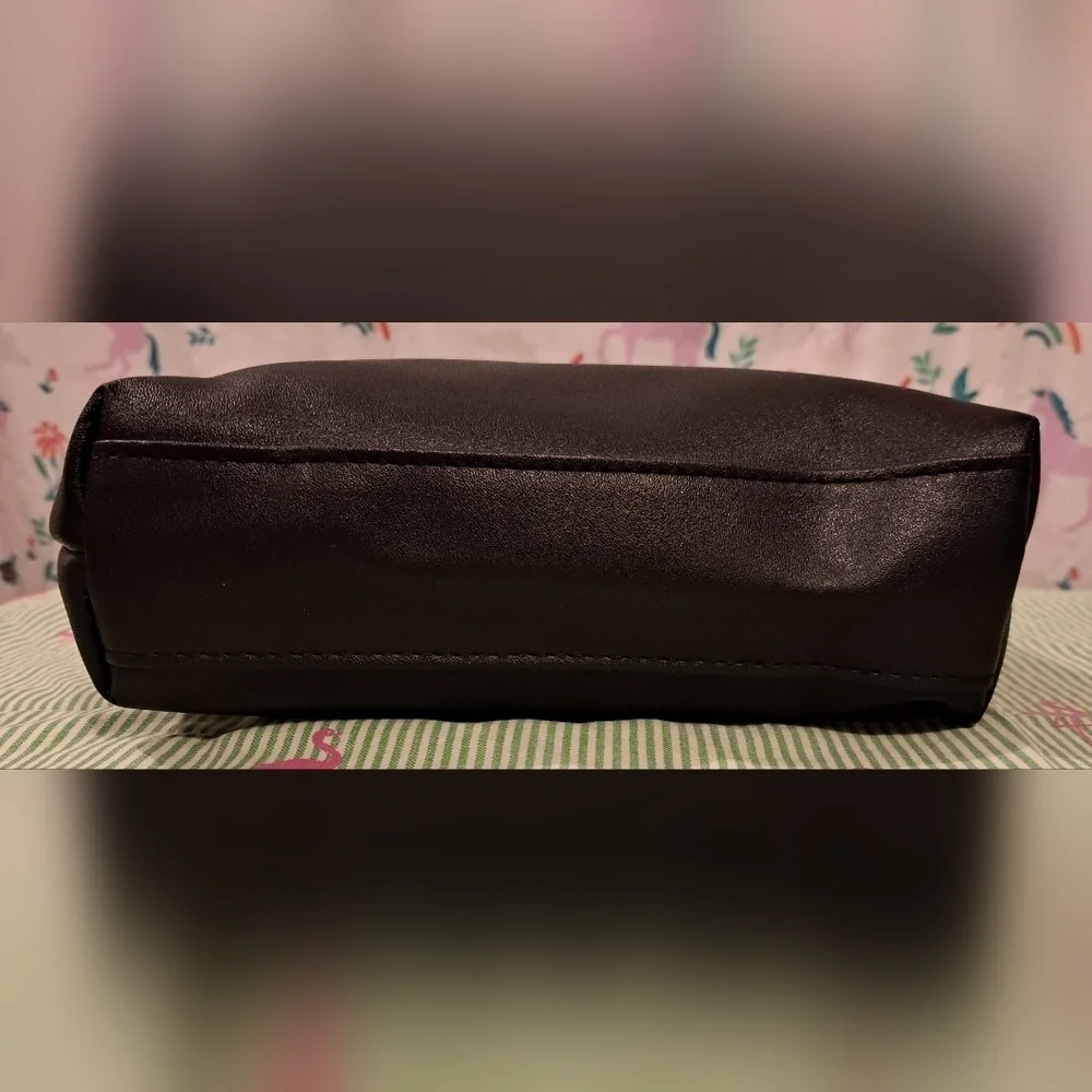 EUC Vintage Y2K Bebe Black Bling Vegan Travel Makeup Beauty Cosmetic Pouch Bag
